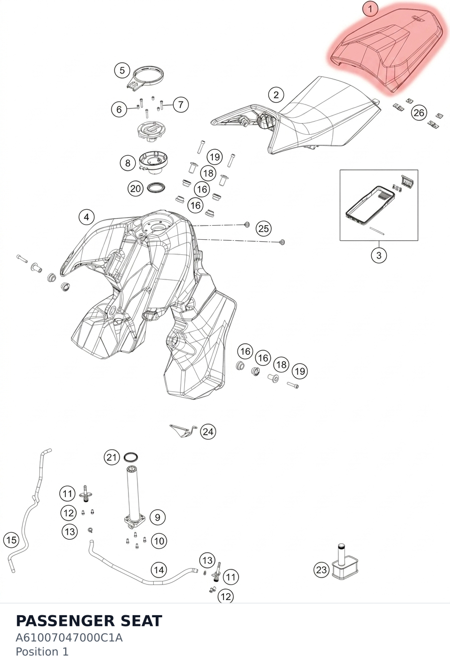 Diagram preview: PASSENGER SEAT (A61007047000C1A)