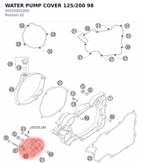 Diagram preview: WATER PUMP COVER 125/200 98 (50335052000)