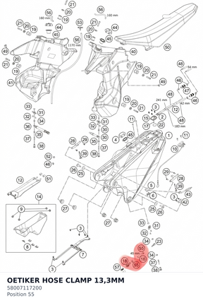 Diagram preview: OETIKER HOSE CLAMP 13,3MM (58007117200)