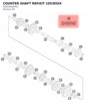 Diagram preview: COUNTER SHAFT REP.KIT 105/85SX (00050000942)