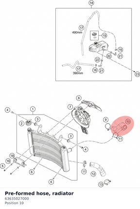 Diagram preview: Pre-formed hose, radiator (63635027000)