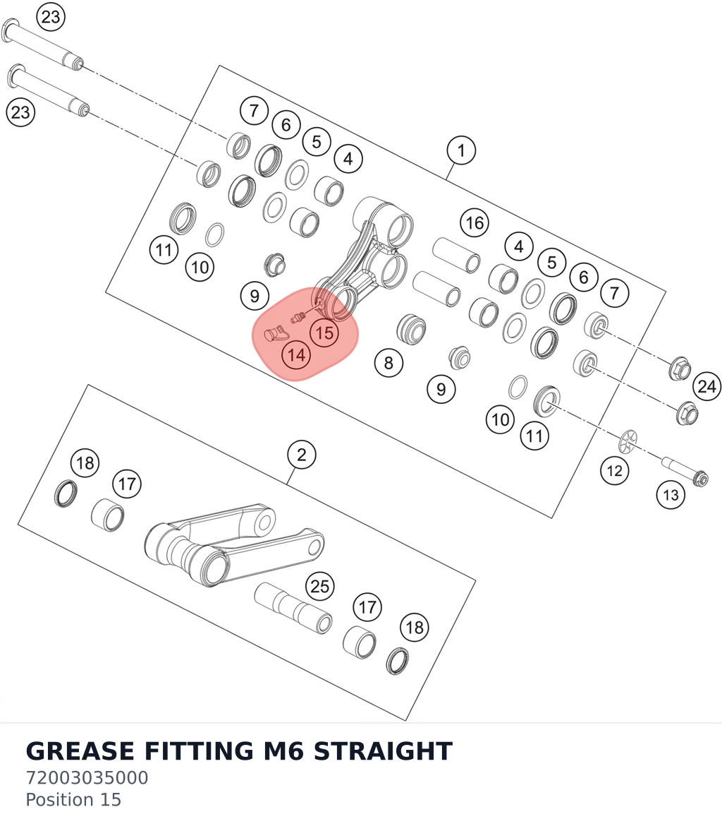 Diagram preview: GREASE FITTING M6 STRAIGHT (72003035000)