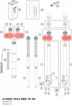 Diagram preview: O-RING 35X2 NBR 70 SH (46180122)