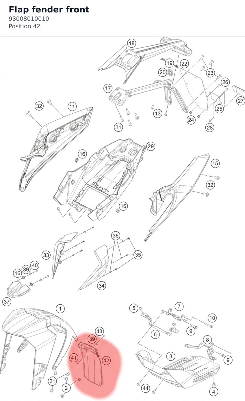 Diagram preview: Flap fender front (93008010010)