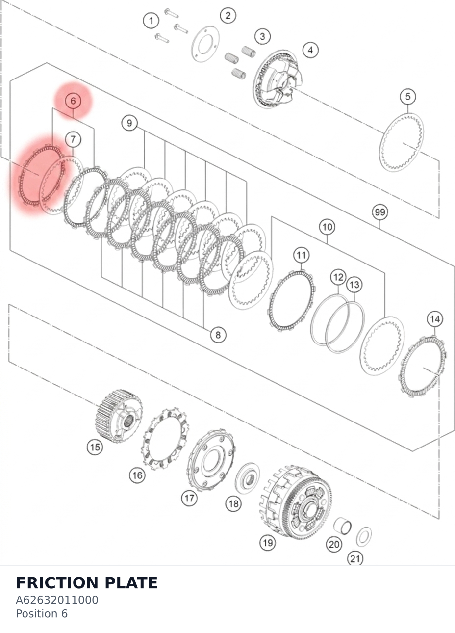 Diagram preview: FRICTION PLATE (A62632011000)