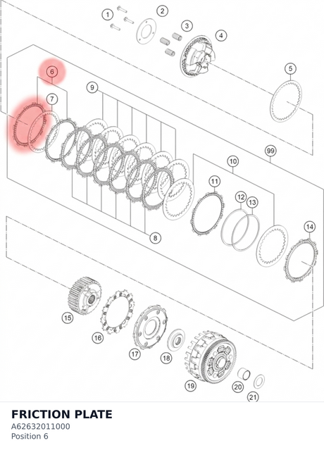 Diagram preview: FRICTION PLATE (A62632011000)