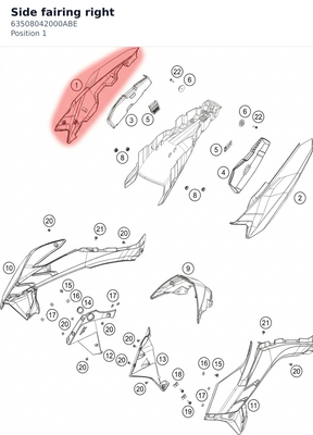 Diagram preview: Side fairing right (63508042000ABE)