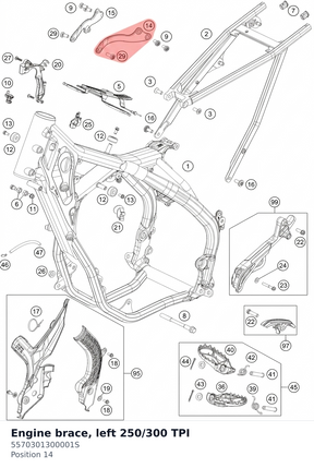 Diagram preview: Engine brace, left 250/300 TPI (5570301300001S)