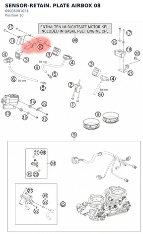Diagram preview: SENSOR-RETAIN. PLATE AIRBOX 08 (69006001031)