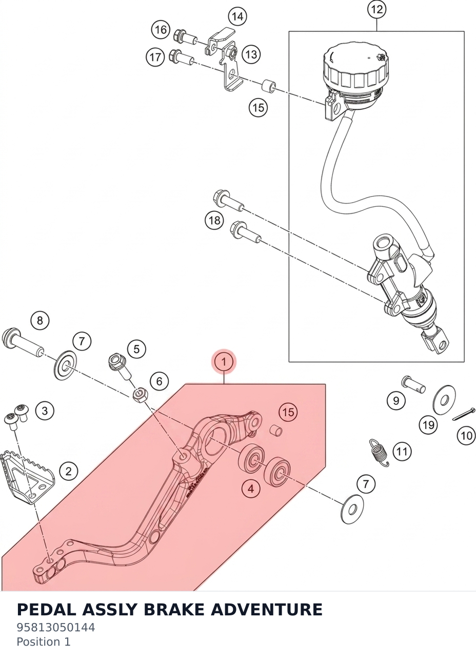 Diagram preview: PEDAL ASSLY BRAKE ADVENTURE (95813050144)
