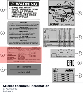 Diagram preview: Sticker technical information (61703098000)