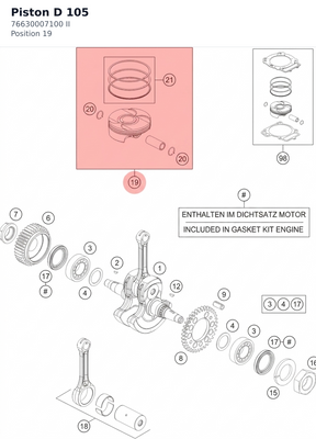 Diagram preview: Piston D 105 (76630007100 II)