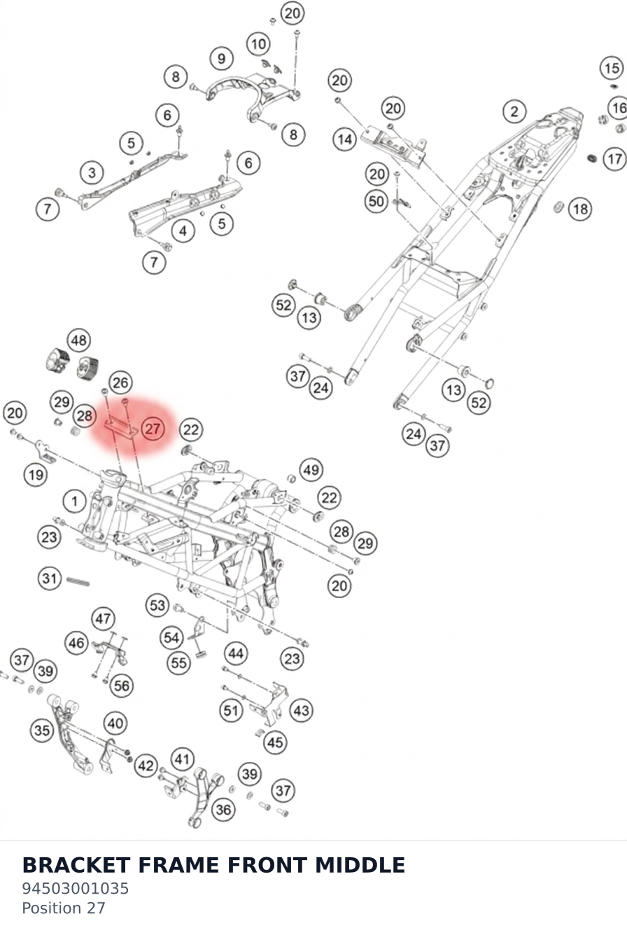 Diagram preview: BRACKET FRAME FRONT MIDDLE (94503001035)