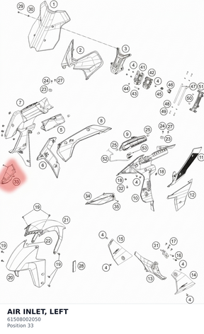Diagram preview: AIR INLET, LEFT (61508002050)