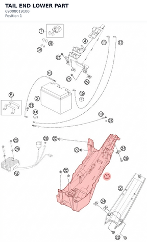 Diagram preview: TAIL END LOWER PART (69008019100)