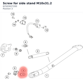 Diagram preview: Screw for side stand M10x31.2 (62503027200)