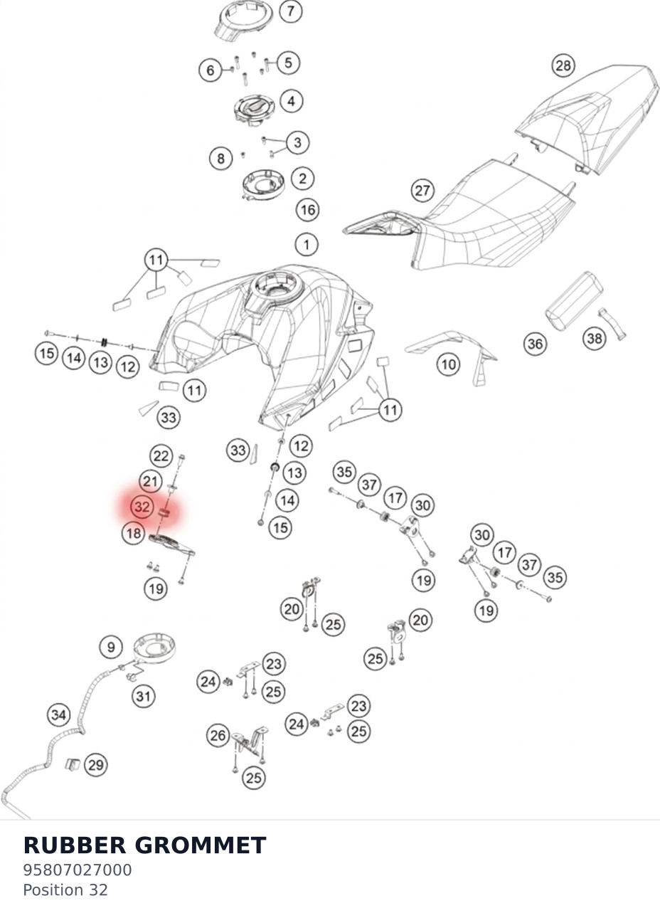 Diagram preview: RUBBER GROMMET (95807027000)