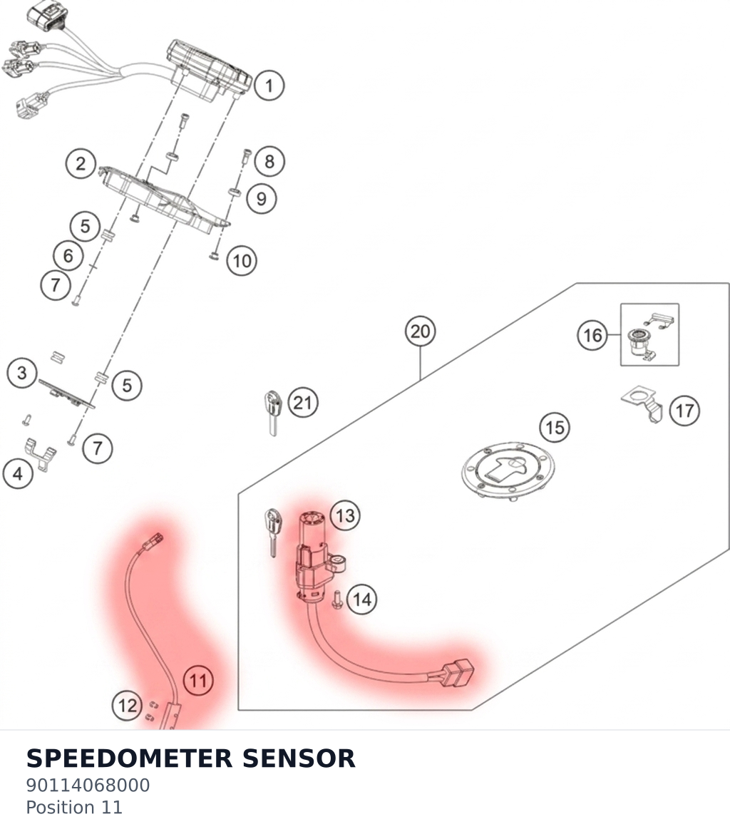 Diagram preview: SPEEDOMETER SENSOR (90114068000)