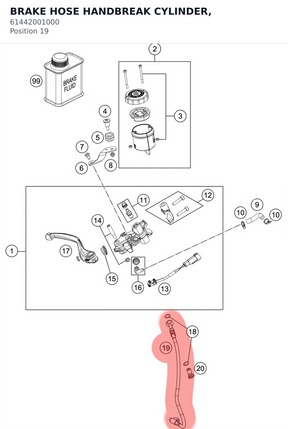 Diagram preview: BRAKE HOSE HANDBREAK CYLINDER, (61442001000)