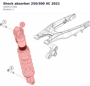 Diagram preview: Shock absorber 250/300 XC 2021 (18187U7301)