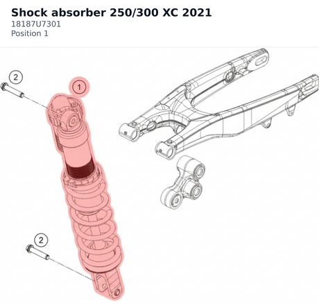 Diagram preview: Shock absorber 250/300 XC 2021 (18187U7301)