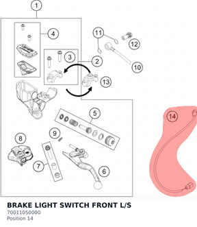 Diagram preview: BRAKE LIGHT SWITCH FRONT L/S (70011050000)