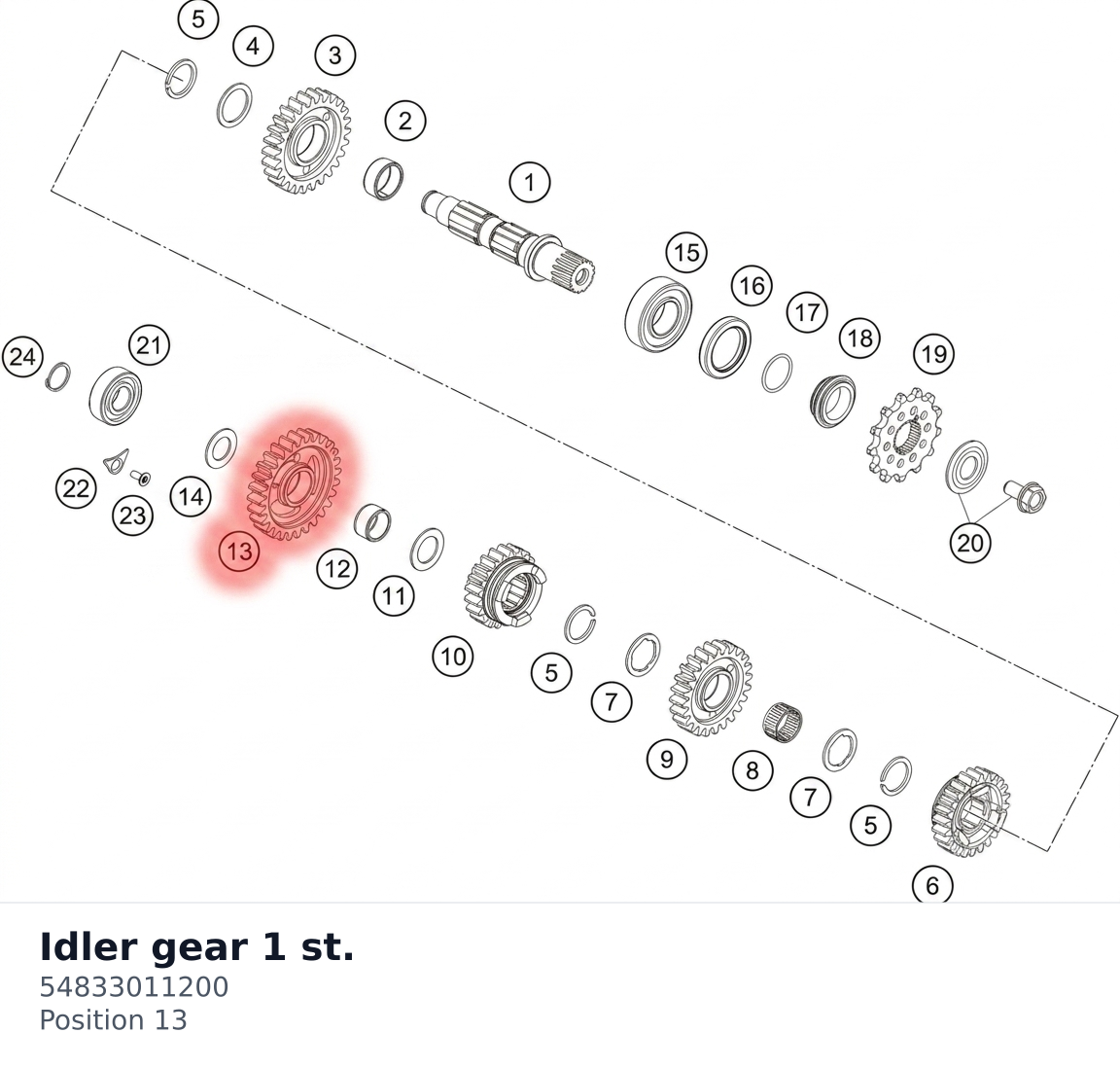 Diagram preview: Idler gear 1 st. (54833011200)