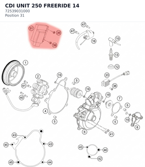 Diagram preview: CDI UNIT 250 FREERIDE 14 (72539031000)