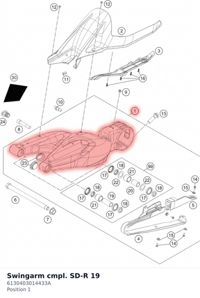 Diagram preview: Swingarm cmpl. SD-R 19 (6130403014433A)