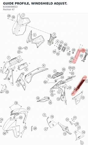 Diagram preview: GUIDE PROFILE, WINDSHIELD ADJUST. (61508008022)