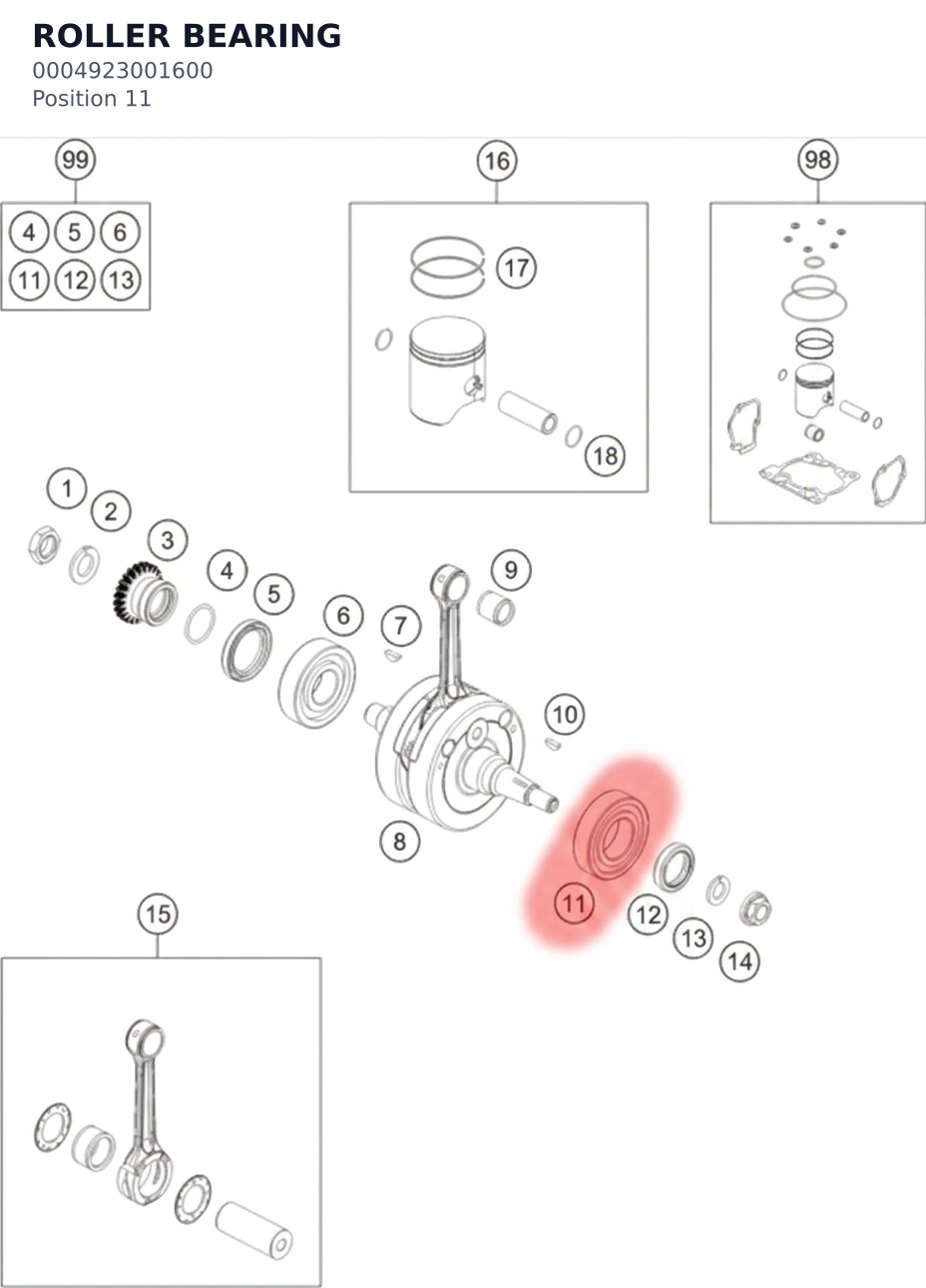Diagram preview: ROLLER BEARING (0004923001600)