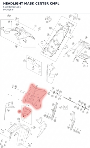 Diagram preview: HEADLIGHT MASK CENTER CMPL. (61908001055C1)
