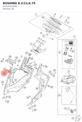 Diagram preview: BUSHING 8.2/11/4.75 (61414011040)