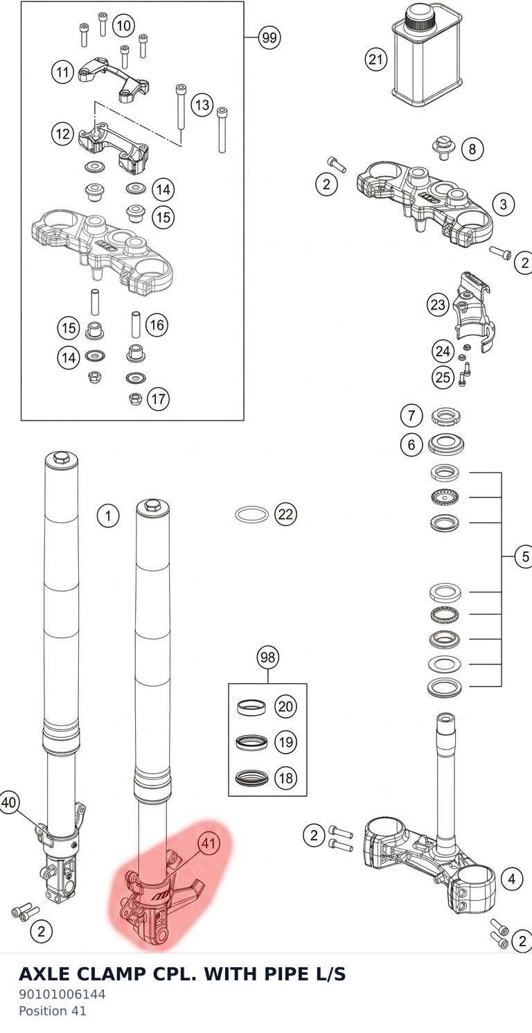 Diagram preview: AXLE CLAMP CPL. WITH PIPE L/S (90101006144)