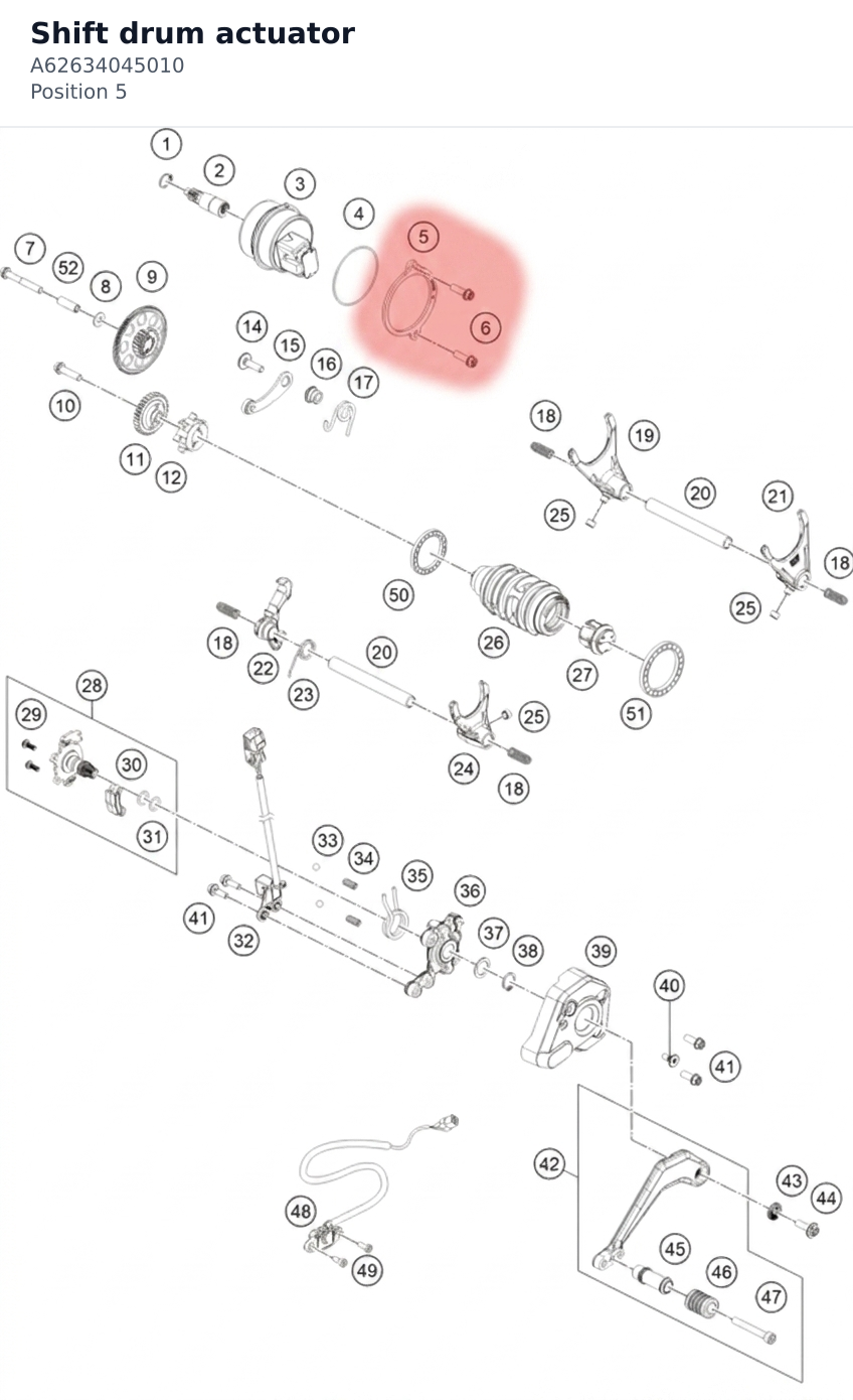Diagram preview: Shift drum actuator (A62634045010)