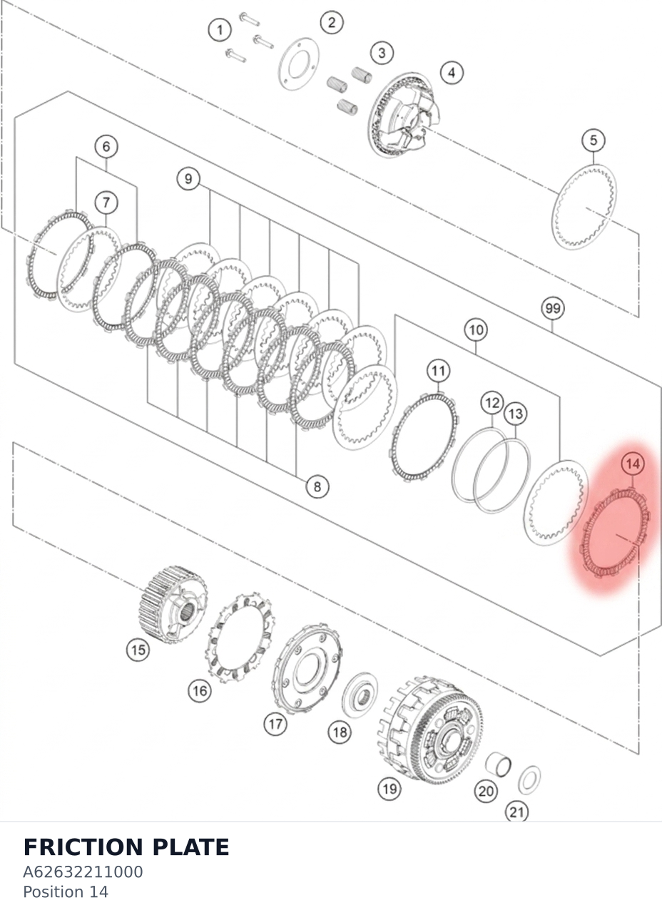 Diagram preview: FRICTION PLATE (A62632211000)