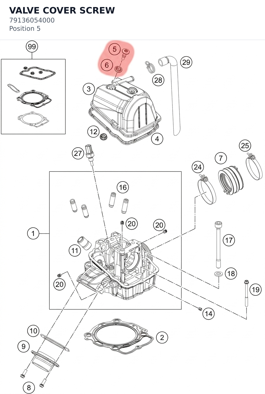 Diagram preview: VALVE COVER SCREW (79136054000)