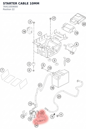 Diagram preview: STARTER CABLE 10MM (76411059000)