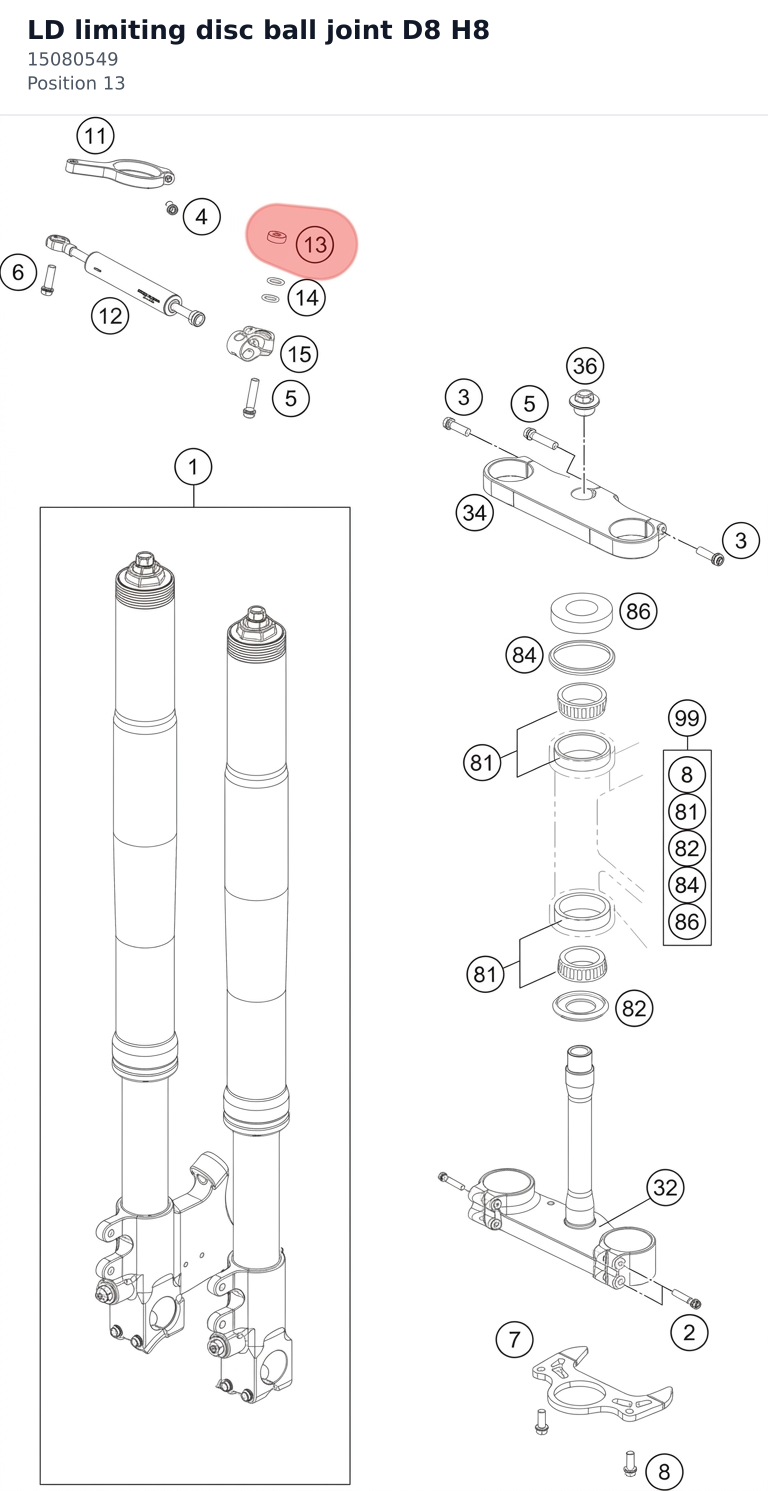 Diagram preview: LD limiting disc ball joint D8 H8 (15080549)