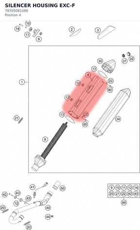 Diagram preview: SILENCER HOUSING EXC-F (78705081080)