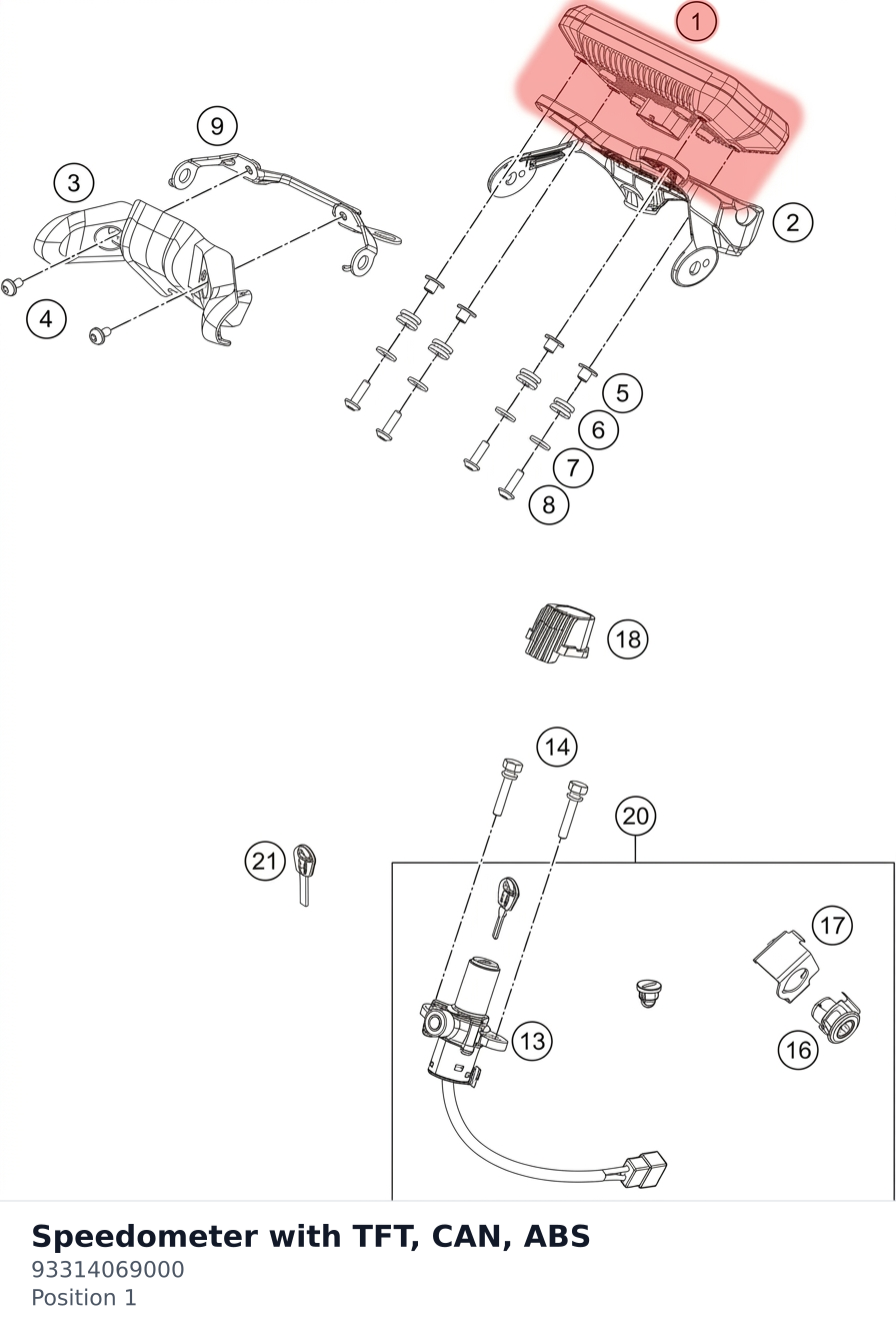 Diagram preview: Speedometer with TFT, CAN, ABS (93314069000)