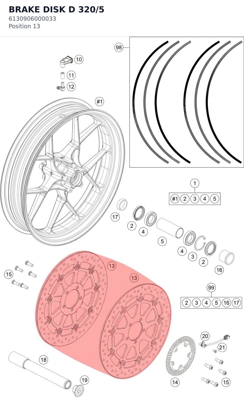 Diagram preview: BRAKE DISK D 320/5 (6130906000033)