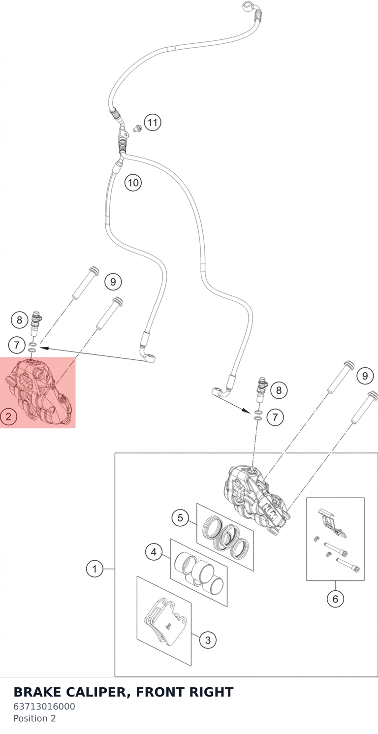 Diagram preview: BRAKE CALIPER, FRONT RIGHT (63713016000)