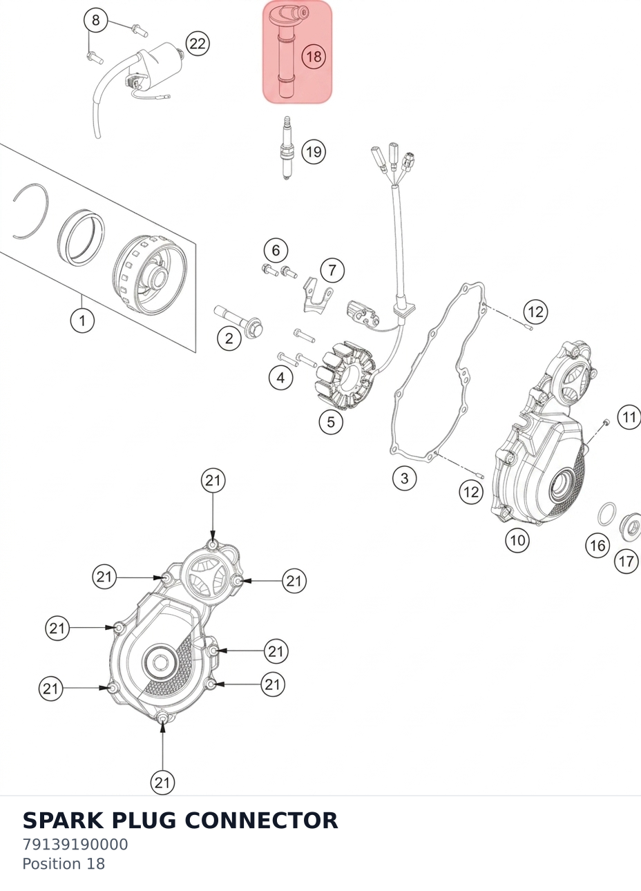 Diagram preview: SPARK PLUG CONNECTOR (79139190000)