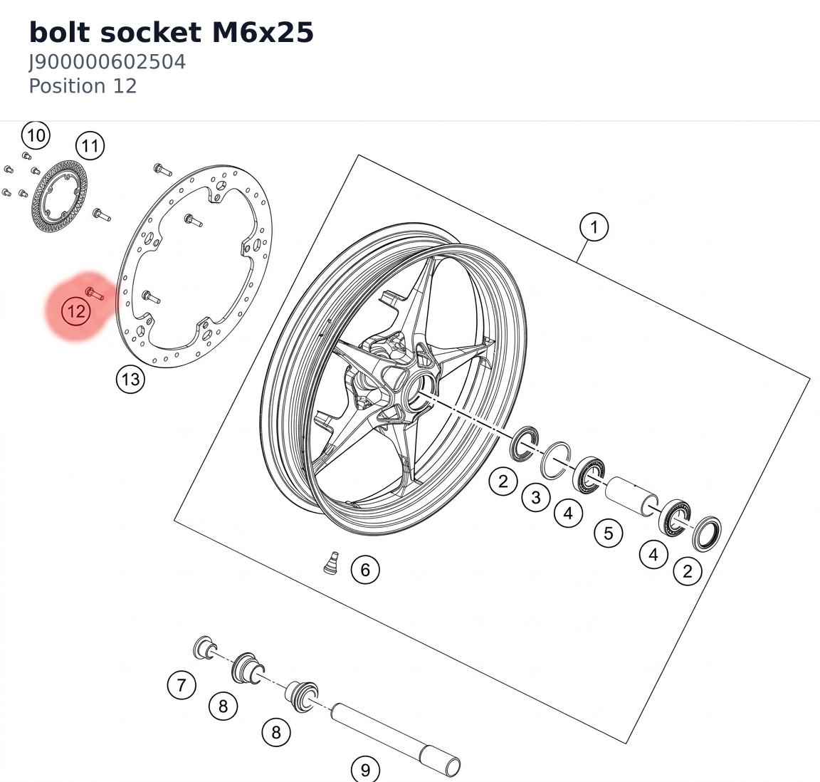 Diagram preview: bolt socket M6x25 (J900000602504)