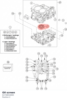 Diagram preview: Oil screen (61738016000)