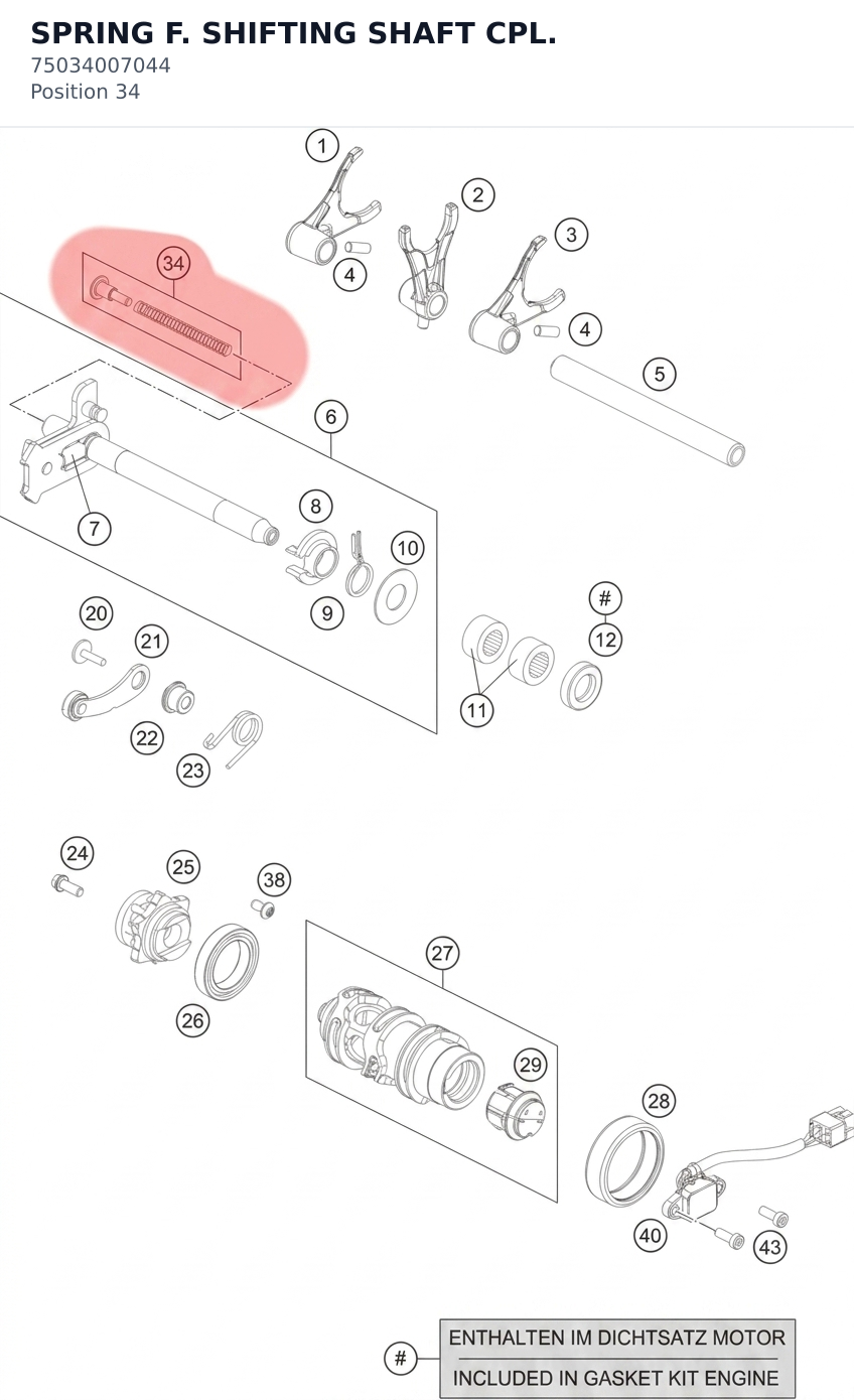 Diagram preview: SPRING F. SHIFTING  SHAFT CPL. (75034007044)