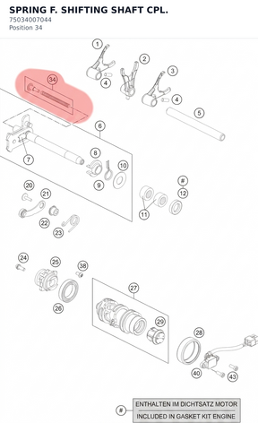 Diagram preview: SPRING F. SHIFTING  SHAFT CPL. (75034007044)
