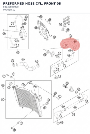 Diagram preview: PREFORMED HOSE CYL. FRONT   08 (69035025000)