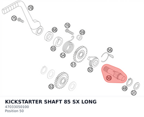 Diagram preview: KICKSTARTER SHAFT 85 SX LONG (47033050100)